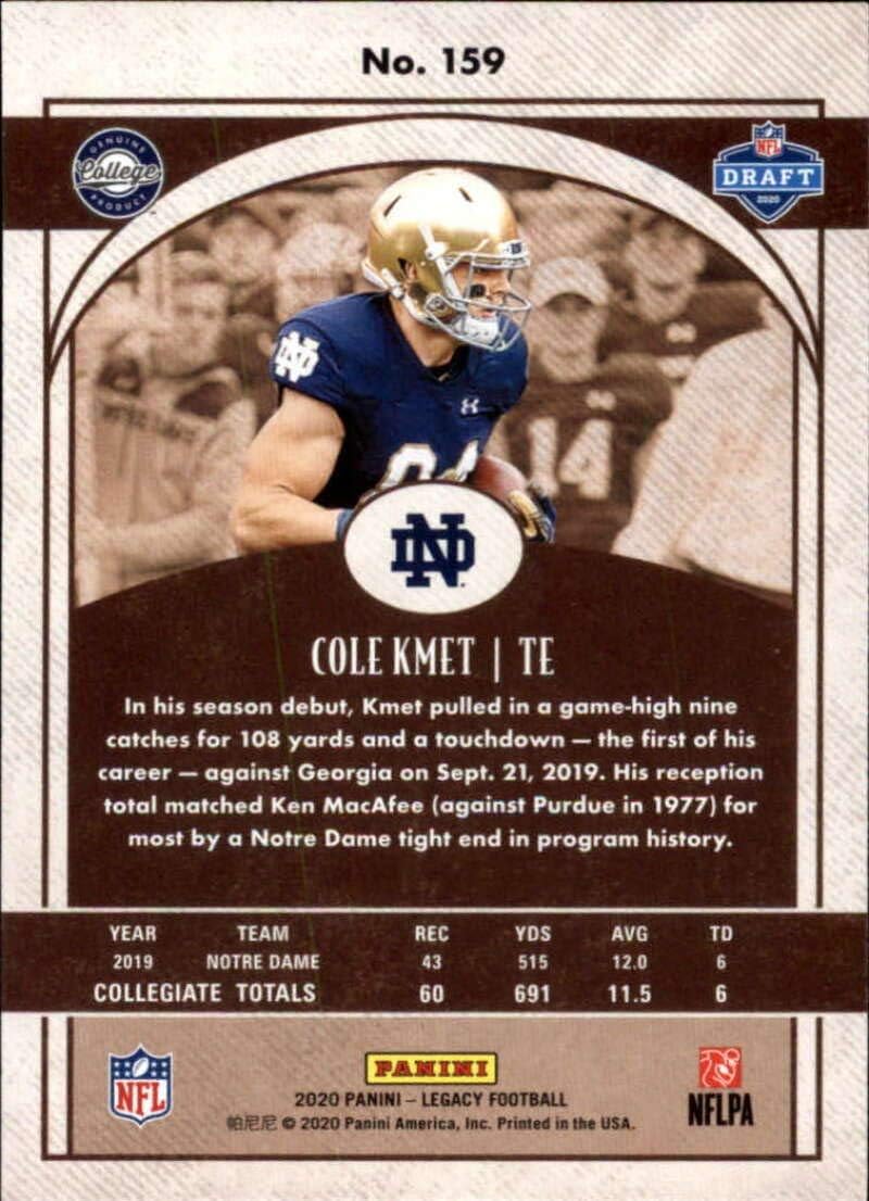 2020 Legacy Football #159 Cole Kmet Notre Dame Fighting Irish Rookie Official NFL Trading Card by Panini America
