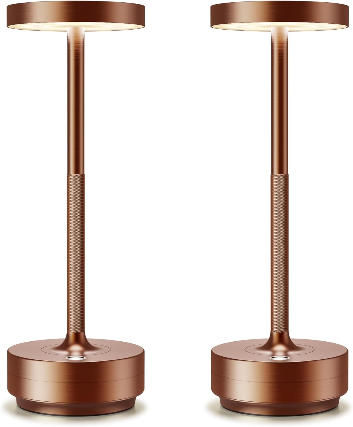 2 Pack Cordless Table Lamp Rechargeable - Waterproof, Touch 3-Color Lighting Portable LED Table Light for Outdoor,Patio,Restaurant.(2 Pack Coffee)