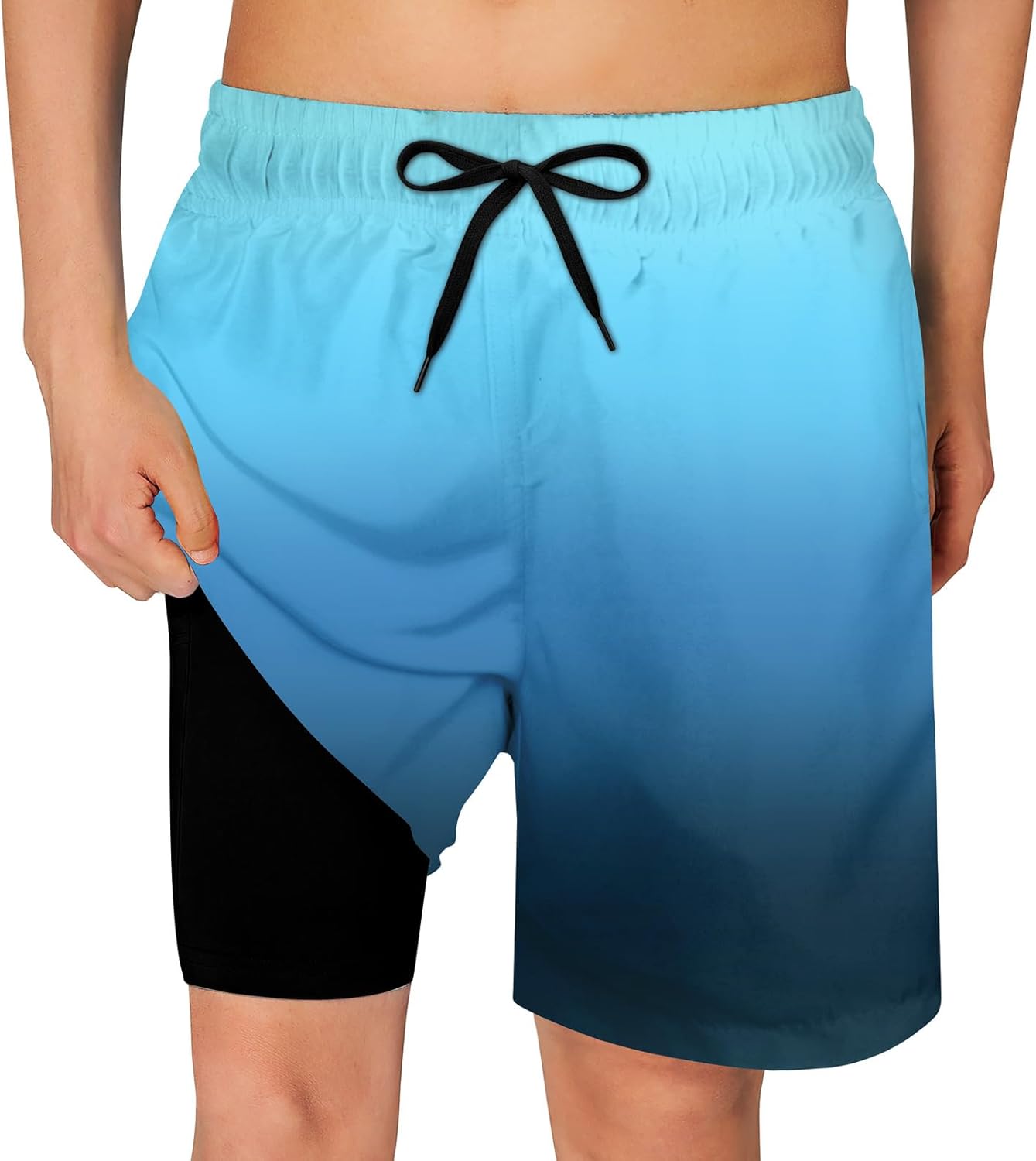 Cozople Boys Swim Trunks Quick Dry Compression Liner Swim Shorts Summer Bathing Suit with Inner Pocket Swimwear 7-20T