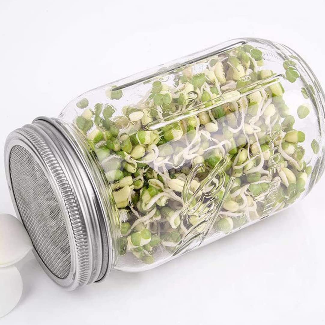 Sprouting Jar Lid Mason Jar Sprouting Cover Stainless Steel Seed Germinator Screen Lid Set Wide Mouth 2PCS Hydroponics Growing System