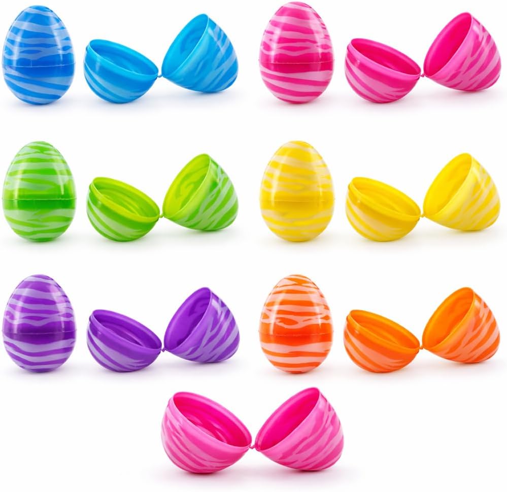 BestPysanky Set of 24 Colorful Zebra Print Fillable Plastic Easter Eggs 2.25 Inches