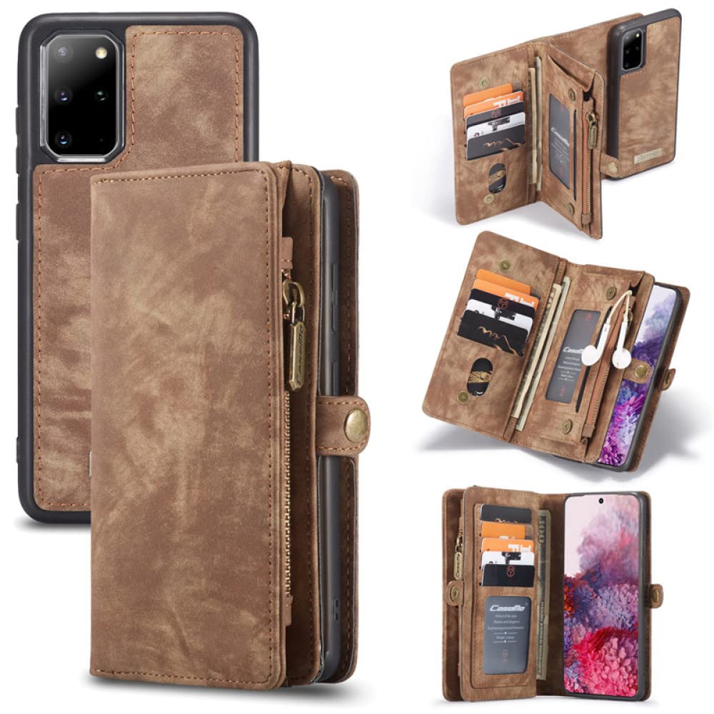 Funda de Cuero para Samsung S22 S21 S20 FE S10 S9 S8 Plus S7 Edge Wallet Card Cover para Galaxy Note 20 Ultra 10 9 8, marrón, Samsung S10 (5G)