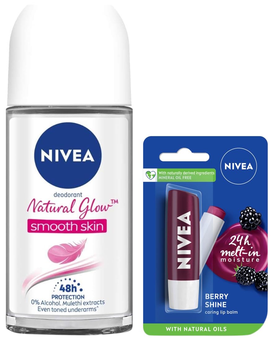 Nivea Deodorant Roll-On For Women, Whitening Smooth Skin, 50ml & Lip Balm, Fruity Blackberry Shine For Women, 4.8g-image-18