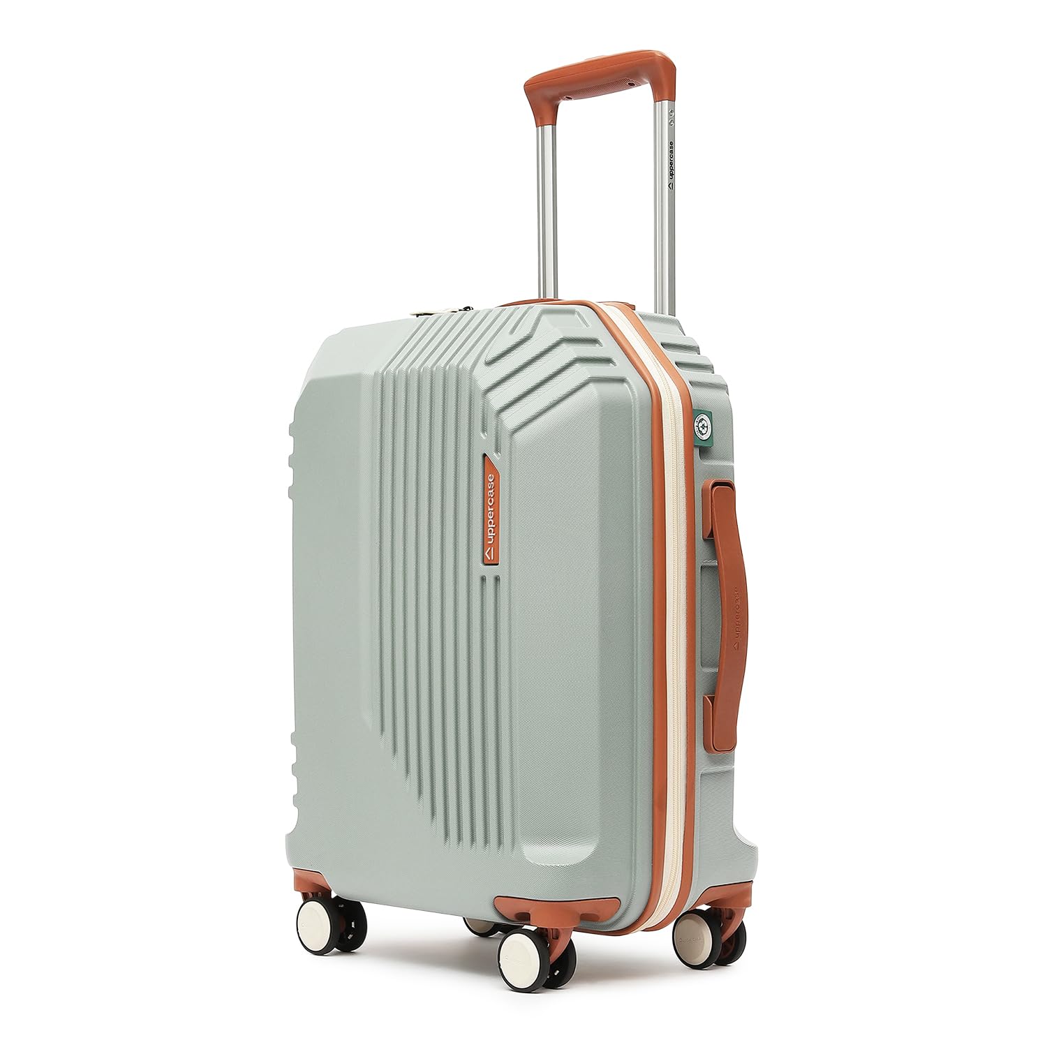 uppercase Vector (Cabin) 55cm, Sustainable Trolley Bag, Hardsided Anti-Scratch 8 Wheel Double Spinner Luggage, TSA Lock & Anti-Theft Zippers, Suitcase for Unisex, 2000 Days Warranty (Green)