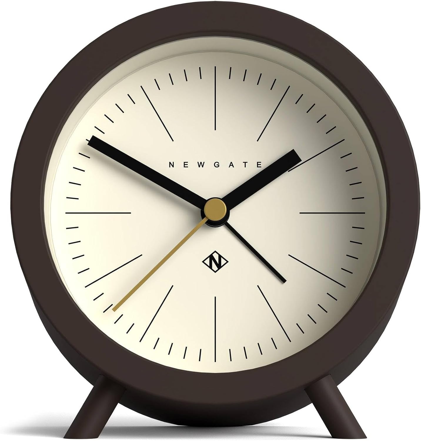 NEWGATE® Fred Alarm Clock | Modern Barrel Design | Chocolate Brown and Cream | Ideal for Bedside, Desk or Shelf | Modern Retro Scandi Bedroom & Office Accessory