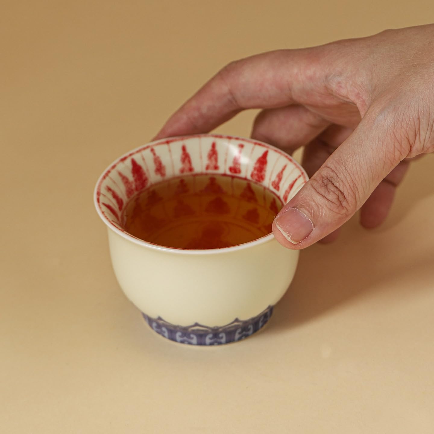 Taza de té Loto Azul cerámica for el hogar Maestra Juego Kung Fu Estilo Chino for Beber Contenedor remojo