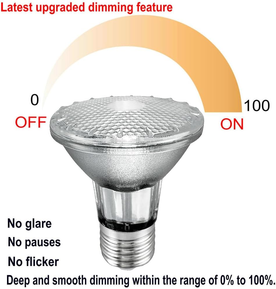 8W PAR20 LED Warm White 3000K Dimmable,Range Hood Light Bulbs,Indoor/Outdoor,Glass Reflector,Waterproof,E26,Recessed Lighting,(75W Halogen Equivalent)