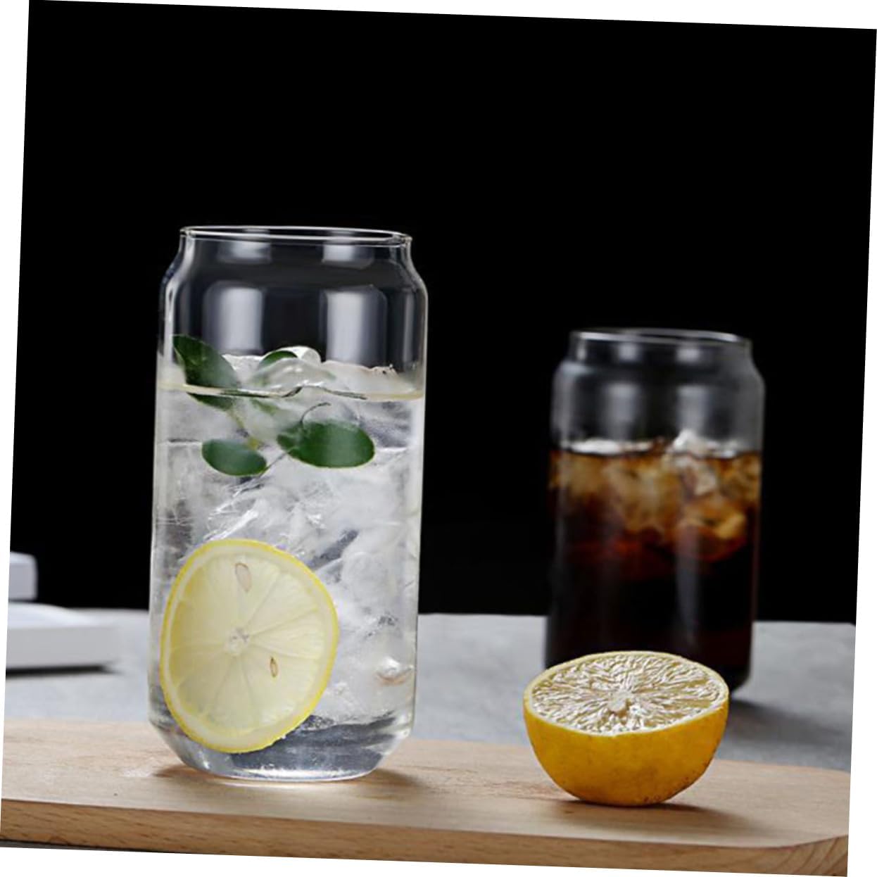 6pcs Ring-pull Can Bar Cocktail Cups High-toughness Glass Beverage Cups Lids Bulk