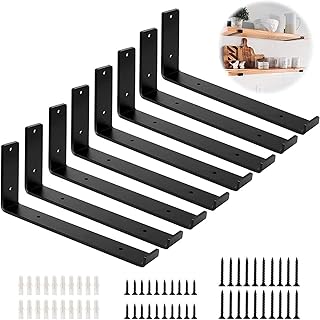 YHBZ Staffa per mensola 2 Pezzi,Supporti per Mensole a Parete,Reggimensola galleggianti,Supporto per scaffalature in Metallo,Spessore 4/5 mm,con Viti e tasselli abbinati,25cm(9.8inch)
