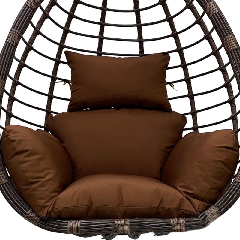 Cojín colgante impermeable para silla de huevo, acogedora almohadilla de asiento para columpios y hamacas, ideal para muebles de jardín al aire libre e interior (solo cojín), color marrón oscuro