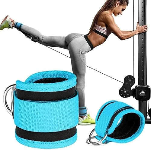 Vista 14 de Correas de tobillo, bandas de resistencia para el tobillo, muñequeras, correas acolchadas, correas ajustables, anillo en D para máquina de cable