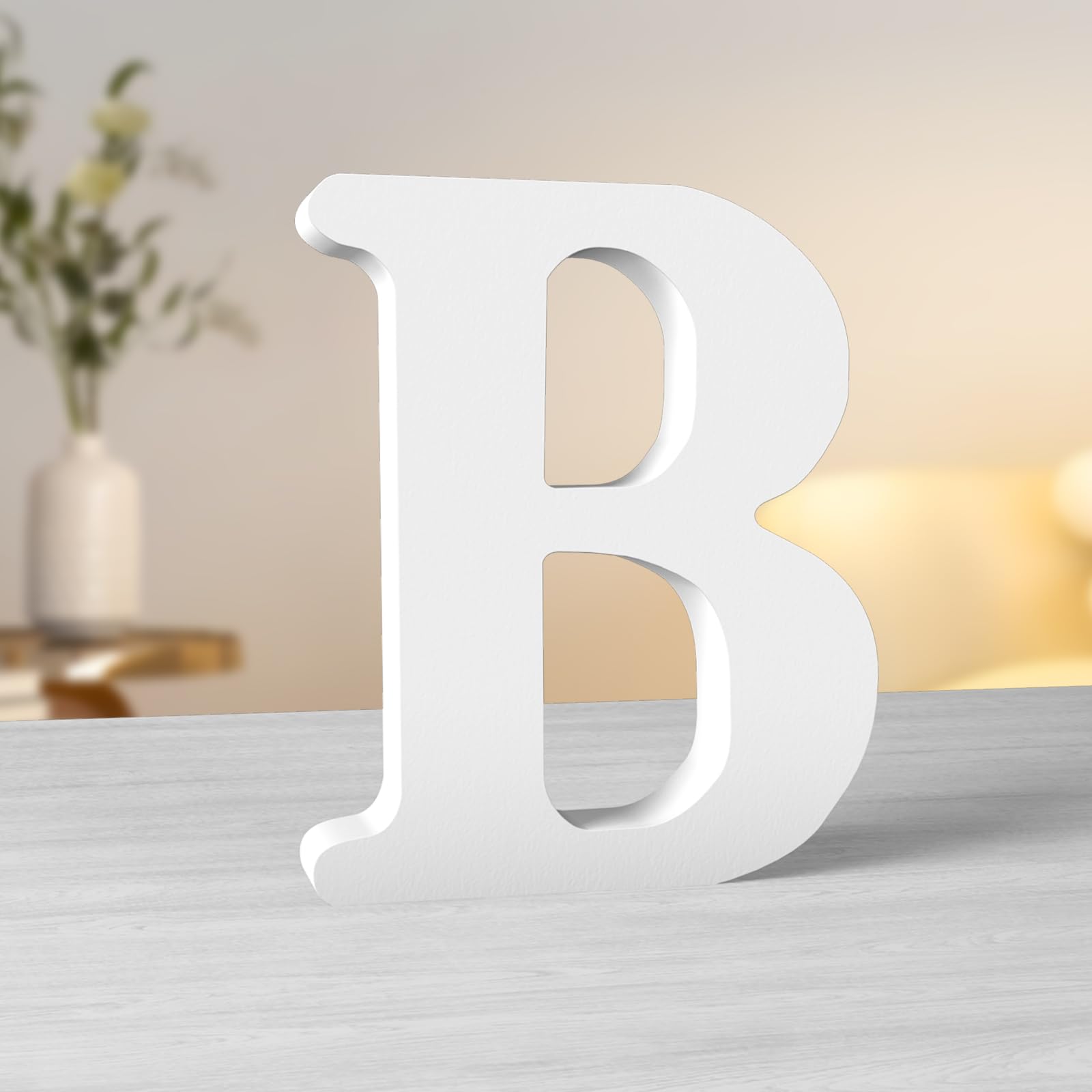 Aruatu 8 Inch White Wood Letters Unfinished Wood Letter for Wall Decor Decorative Standing Letters Large Letter for wall Decoration for Craft Home Party Projects (B)