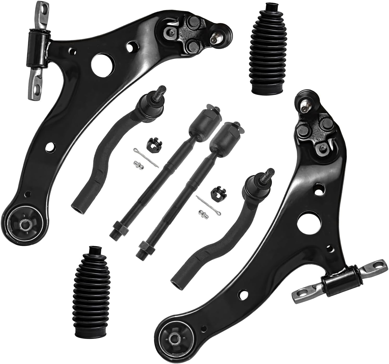 Detroit Axle - 8pc Front End Kit for Toyota 2005-2012 Avalon 2007-2011 Camry 2007-2012 Lexus ES350, 2 Lower Control Arms with Ball Joint 4 Outer Inner Tie Rods 2 Boots Replacement