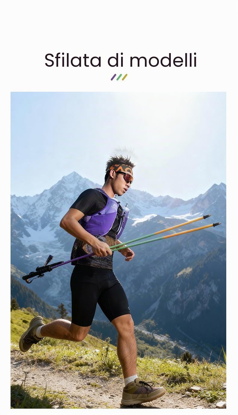 AONIJIE Bastoncini da Trekking Leggeri e Pieghevoli, Bastoncini da Trekking in Alluminio 7075, Regolabili 120 cm per Bastoncini da Trekking e da Passeggio, invia Un Paio di 2 Pezzi