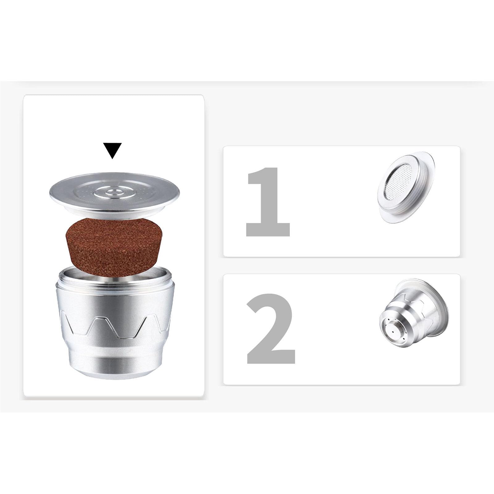 PANGBOER Relleno de café recargable apto para instantáneos de acero inoxidable, cápsulas de regalo de cumpleaños, cápsulas de filtro de taza de concha, cápsulas ecológicas, filtro de cápsulas de acero