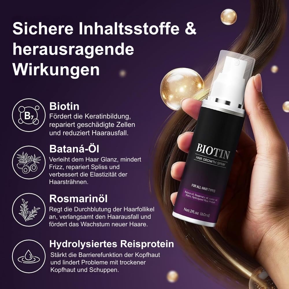 aveya biotin hair grow spray, leicht & schnell einziehend, pflegt das haar,kompakt und leicht