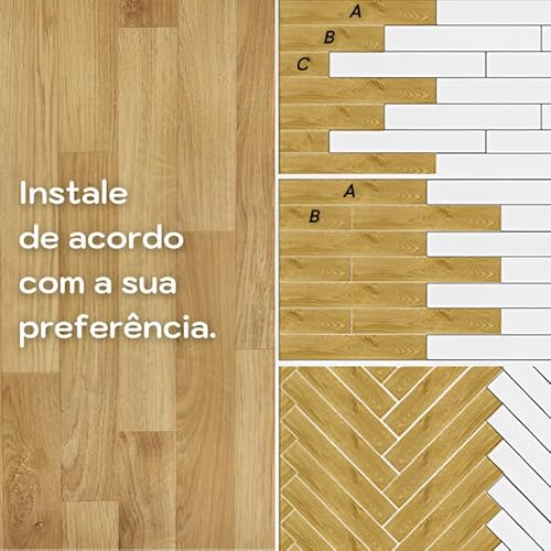 Piso Vinílico Auto Adesivo Régua Madeira Manta Caixa 5m² Diversas Cores - Brinovar (MADEIRA)