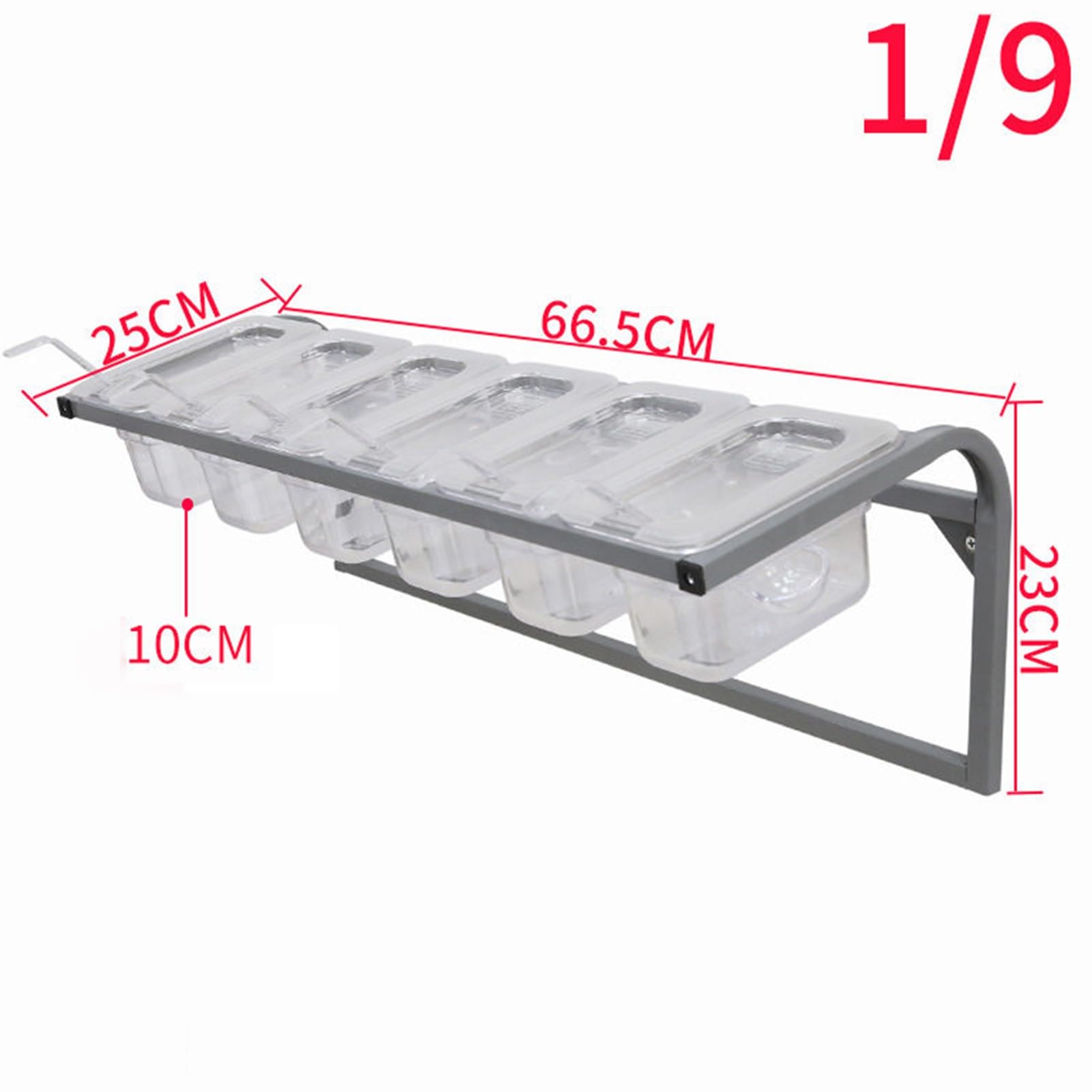 Especiero de acero inoxidable montado en la pared con cucharas, estante organizador comercial de pizza para condimentos ingredientes y almacenamiento de alimentos