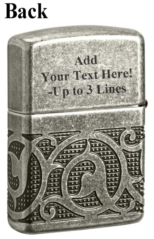 Encendedor Zippo personalizado con grabado - Plata antigua miniatura 2