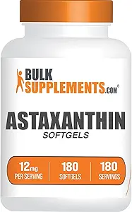 BulkSupplements.com Astaxanthin 12mg Softgels - Astaxanthin Supplements, Antioxidant Source - Gluten Free, 1 Softgel per Serving, 180 Count (Pack of 1)