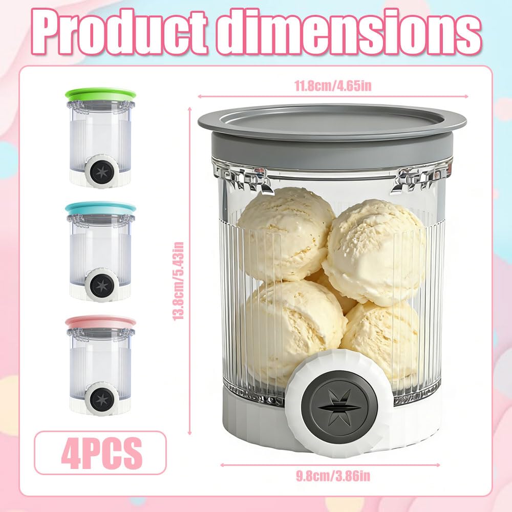 4 Stück Ninja Swirl Creami Behälter, 480 ml Eisbehälter für Ninja Creami NC701 & NC700 Serie Eismaschinen, BPA-frei, Spülmaschinenfest, für Ninja Swirl by Creamy Behälter