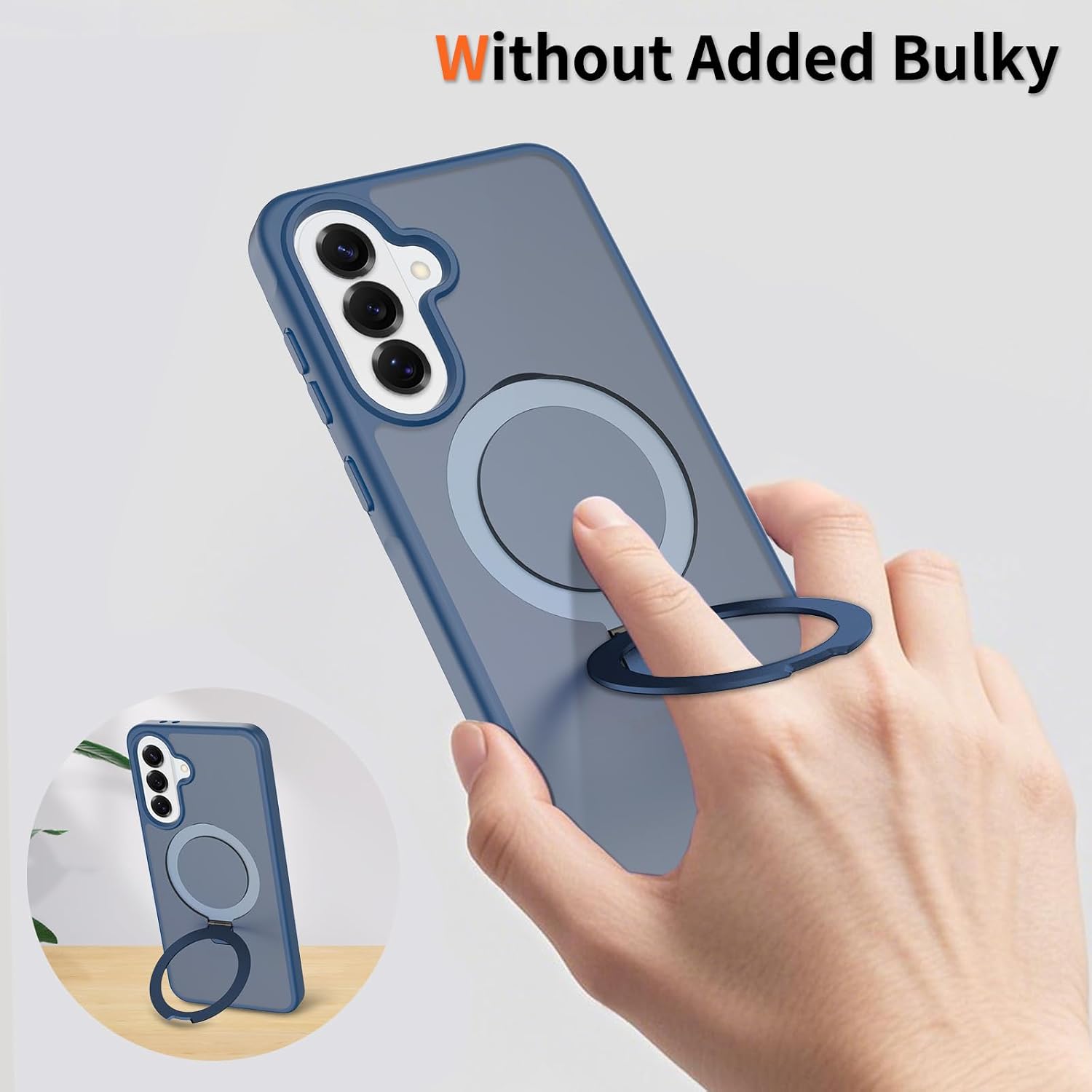 HXY Magnetic for Samsung Galaxy A37 Case with Kickstand, Compatible with MagSafe, Slim Fit Military Grade Drop Protection Shockproof Anti-Fingerprint Phone Case for Galaxy A37 (Blue)