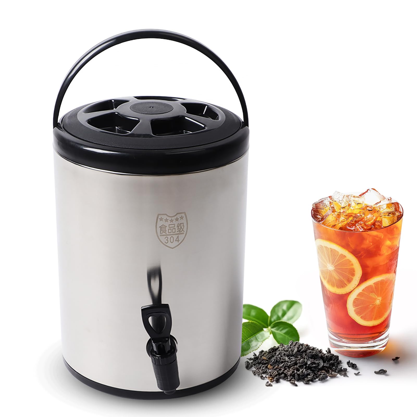 Isolierter Getränkespender aus Edelstahl 304, 8 L, Spender für Heiß- und Kaltgetränke, Kommerzielle Thermo-Doppelschicht mit 8 Litern Fassungsvermögen für Kaffee- und Teeläden
