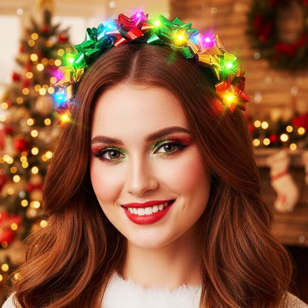 DRESBE Light Up Christmas Headband LED Xmas Headbands Glow Party Hair Accessories for Women - Image 5