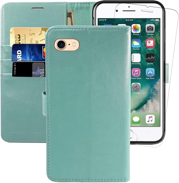 MONASAY iPhone SE 2022/2020 5G Case,iPhone 8 Wallet Case , iPhone 7 Case,4.7-inch, [Glass Screen Protector] Flip Folio Leather Cell Phone Cover with Credit Card Holder for Apple iPhone 7/8/SE2/SE3