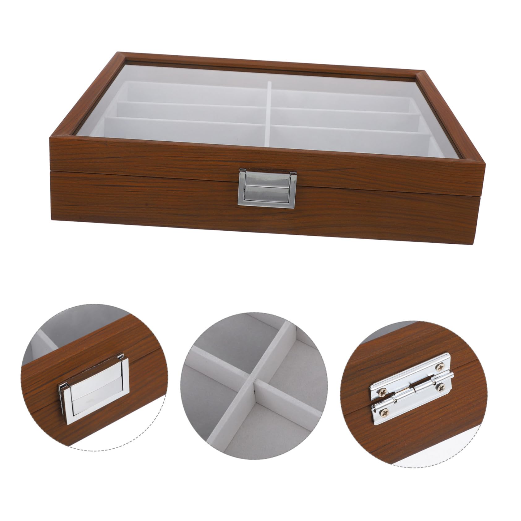 Sonnenbrillen Organizer Holz Mit 8 Fächern Brillen Displayhalter Mit Weichem Innenfutter Aufbewahrungsbox Für Damen Und Herren Tragbares Brillenetui