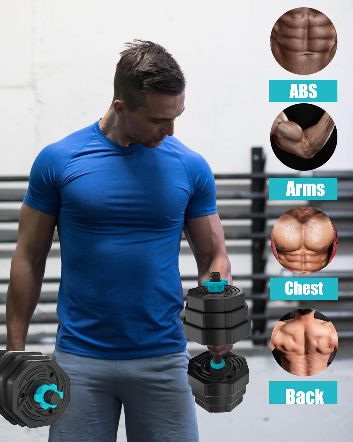 ARUNDO Dumbbells Set 20KG,2 in 1 Dumbbell Barbell Lifting Set Workout