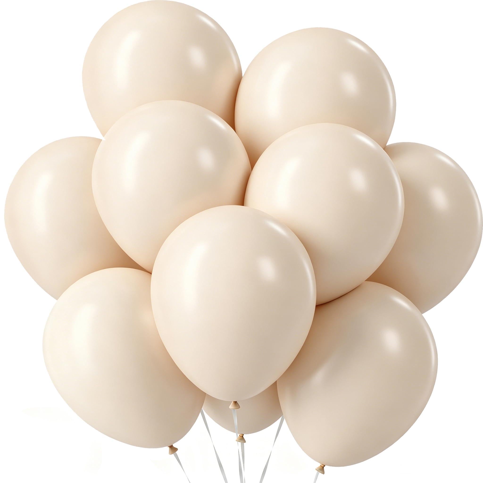 Cream Beige Balloons - 60Pcs White Sand Ivory White Birthday Latex Balloons
