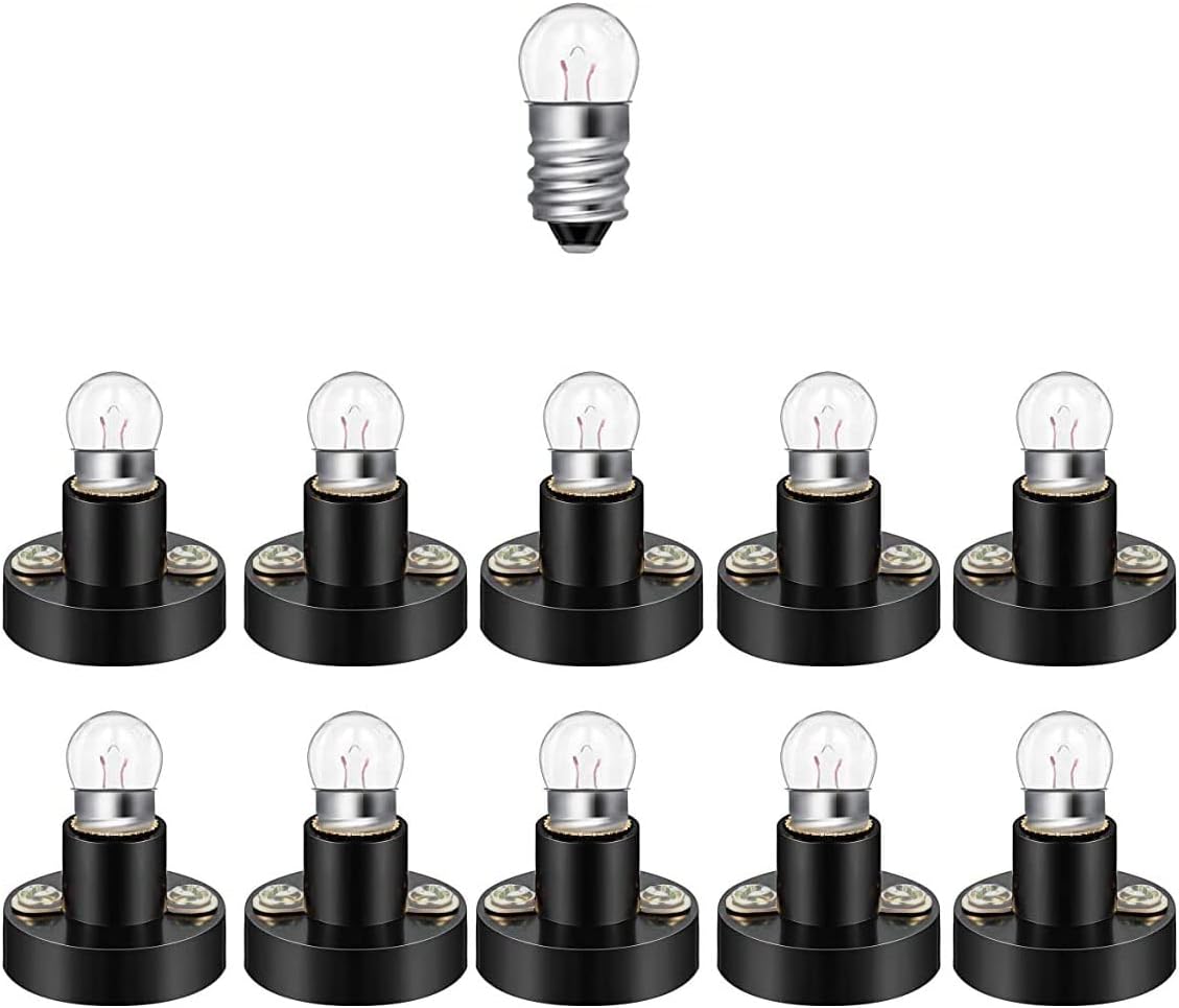 Royal Apex Miniature Screw Base Light Bulb and Holder Lamp Flashlight Torch DIY Work Light Etc…. E10 (E10 Bulb&Holder Pack of 10)