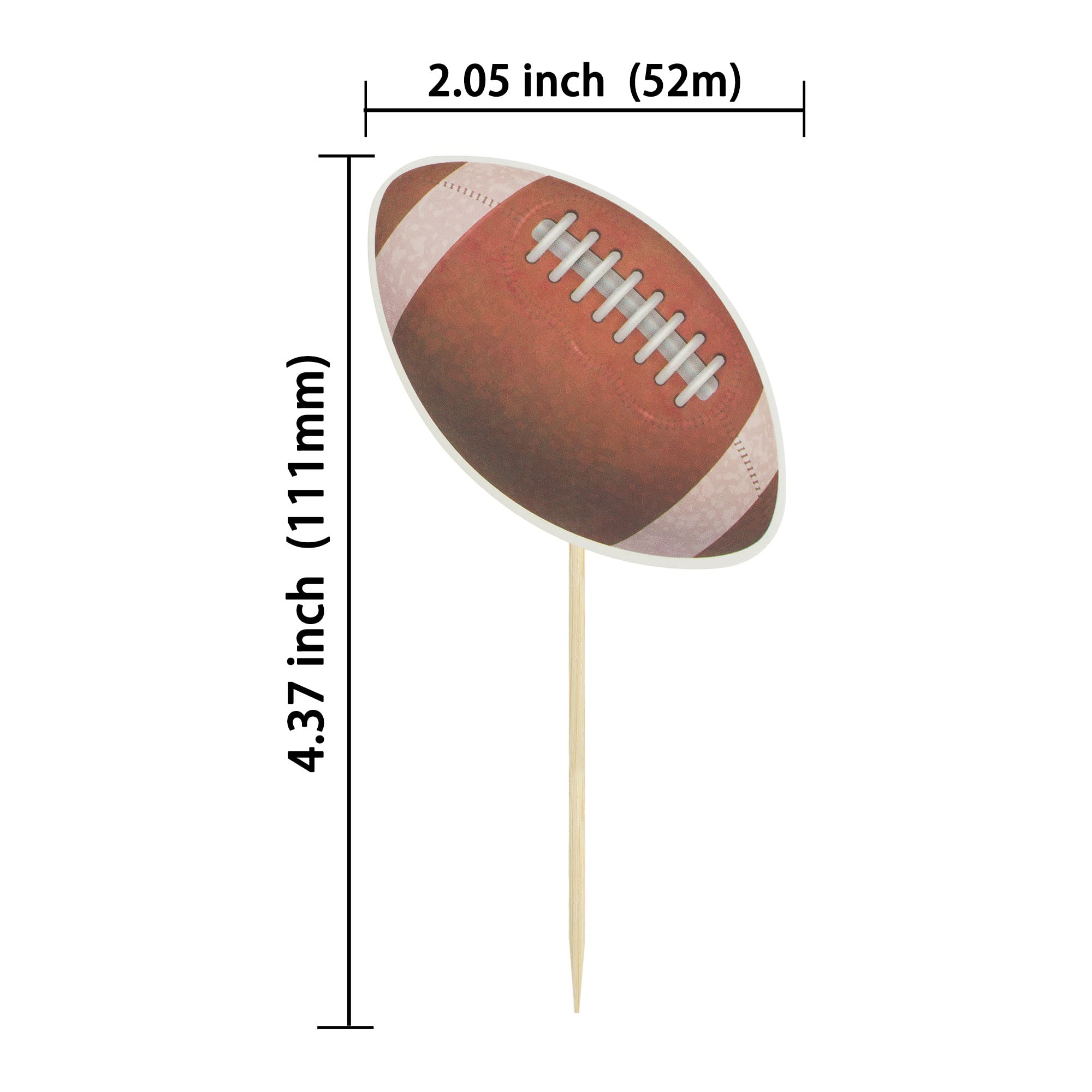 Gyufise 36Pcs American Football Cupcake Toppers Rugby Ball Cupcake Picks Sports Ball Theme Cake Decorations for Super Bowl Sports Theme Baby Shower Kids Boys Girls Birthday Party Supplies