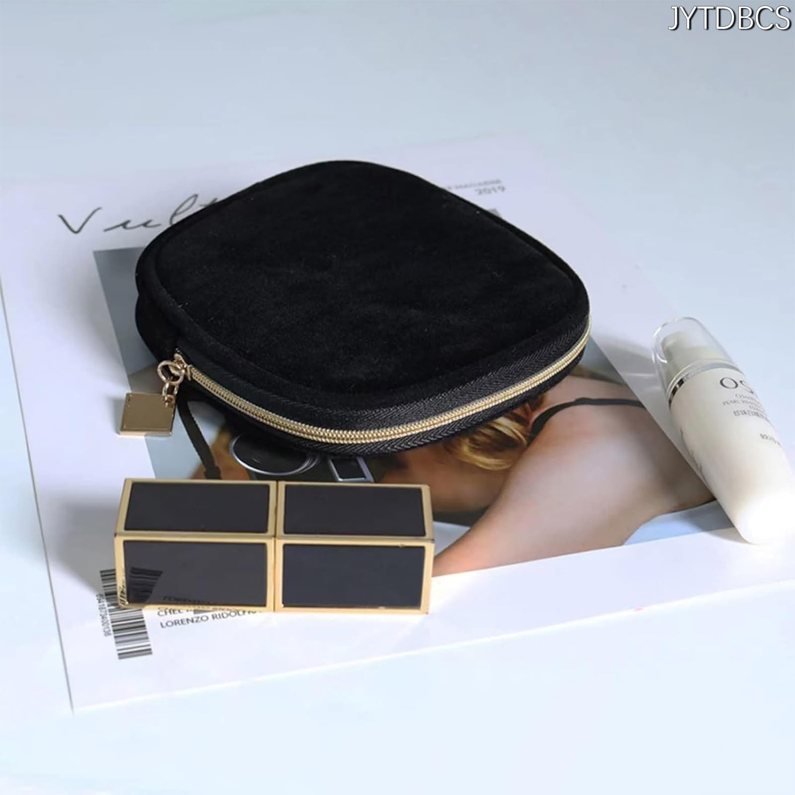 JYTDBCS Makeup Bag Small Portable Protective Case Mini Cosmetic Bag Sundries Lipstick Storage Bag Black - Image 3