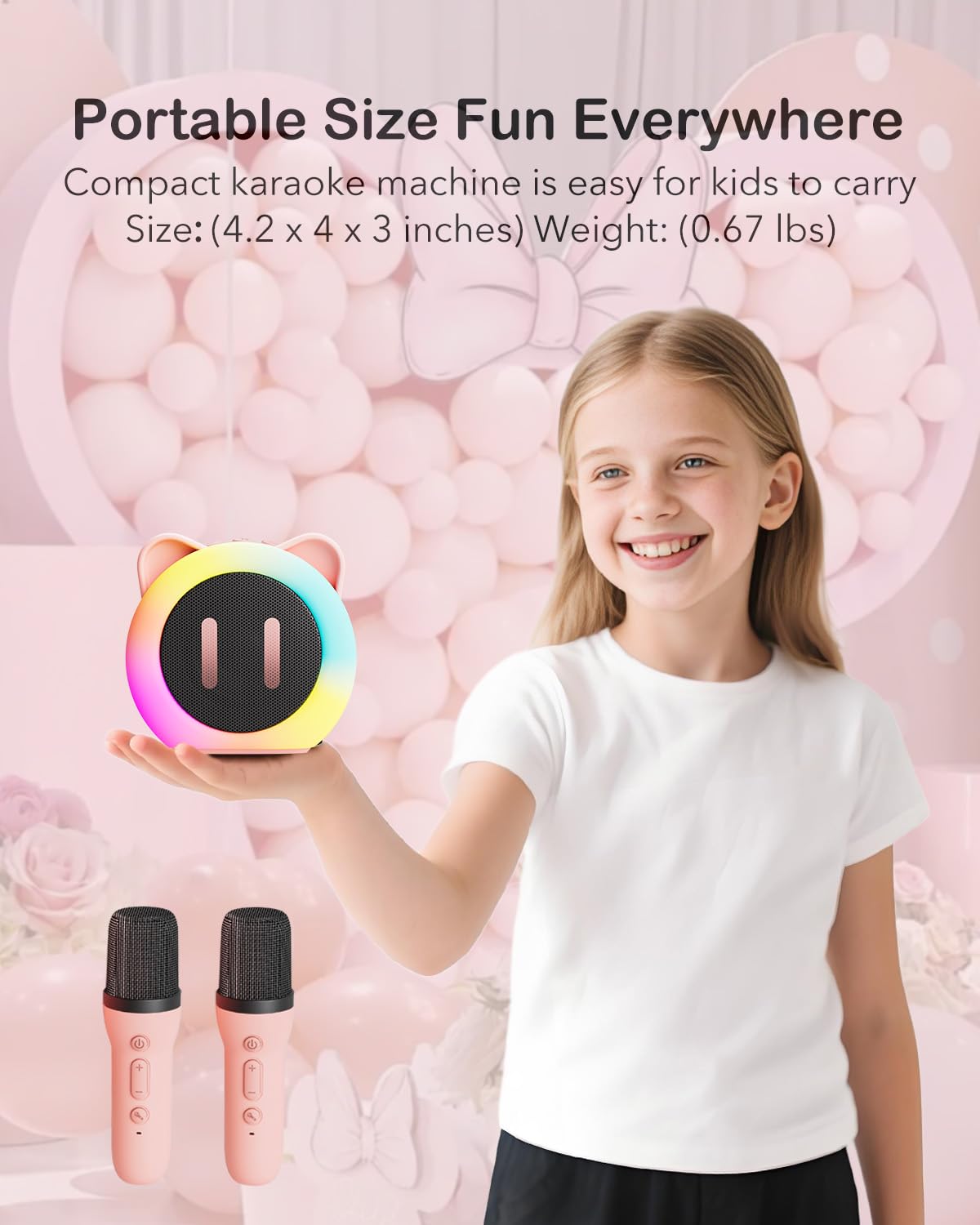 Karaoke per Bambin, Karaoke con Microfono, Karaoke Cassa con 2 Microfoni,Regalo karaoke bambina, Giochi Bimba Regalo Compleanno per 3, 4, 5, 6, 7, 8, 9,10,11,12+ Anni