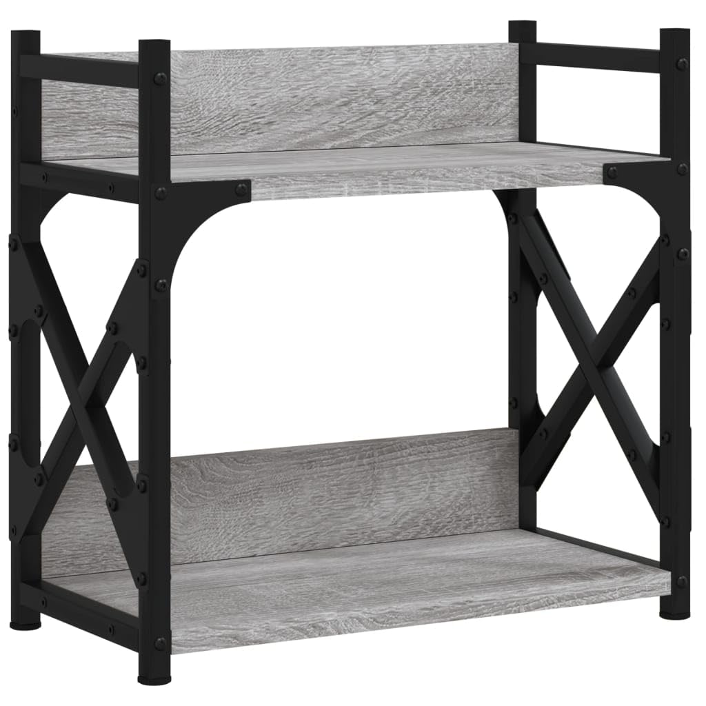 Druckerständer aus Holzwerkstoff mit 2 Ablagen, Grau Sonoma, 40x20x40 cm, Druckerregal mit verstellbaren Beinen und Metallgestell für Stabilität, multifunktionaler