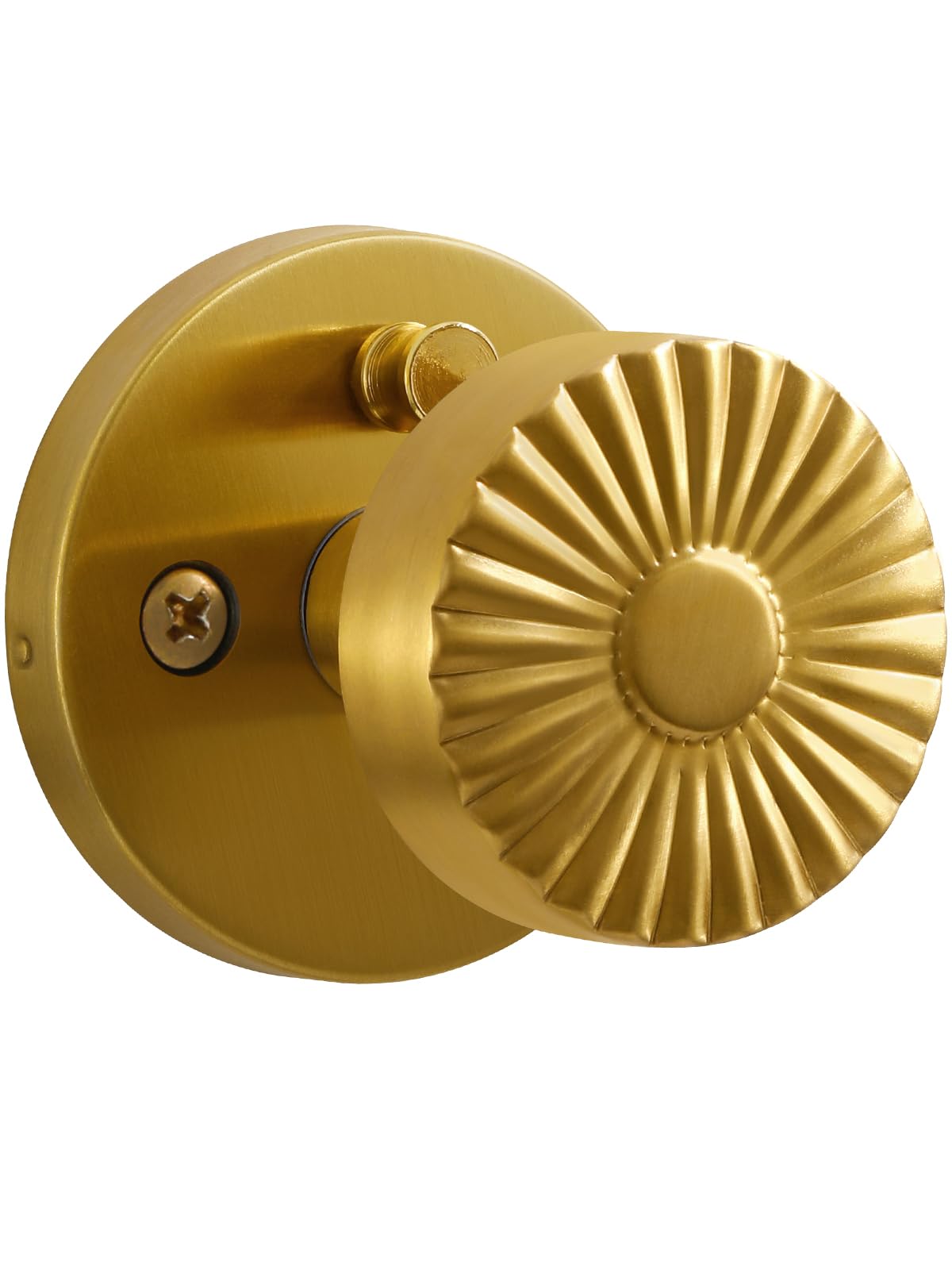 Pomo de puerta de privacidad, color dorado, para dormitorio, baño, vintage, color dorado brillante, perilla de puerta interior de oro cepillado, perilla de acero inoxidable, 1 paquete