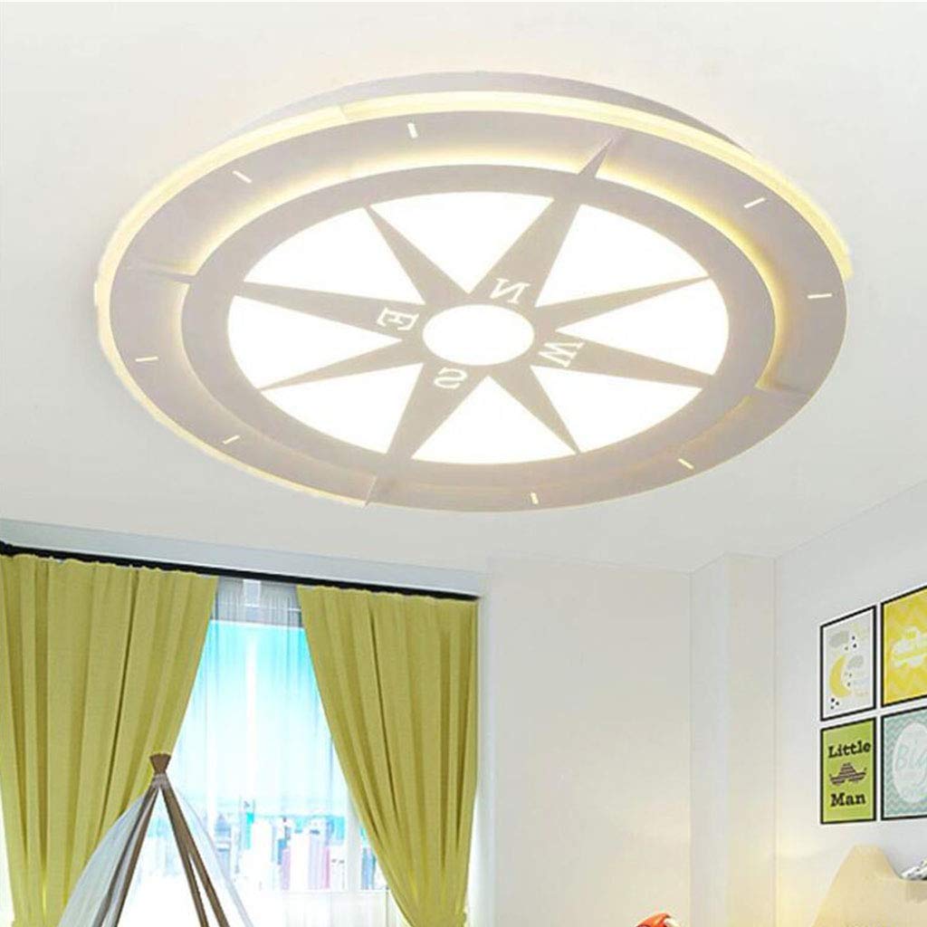 Lampa sufitowa LED z pilotem zdalnego sterowania, możliwość ściemniania, lampa do pokoju dziecięcego, dla chłopców i dziewczynek i pomieszczeń powitania, światło, energia, światło, kompas, pielęgnacja, lampa dla dzieci, metal, lampa sufitowa, 62 cm, 40 W