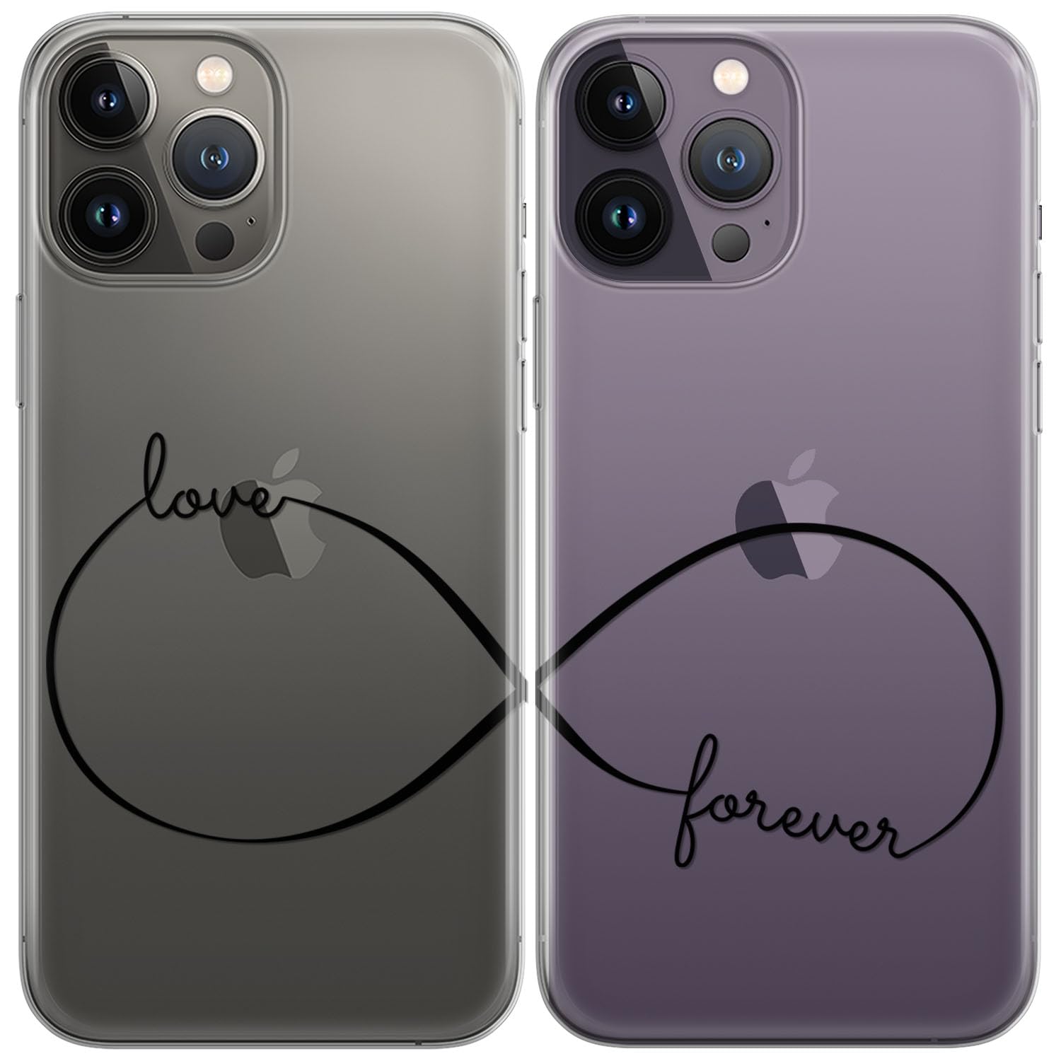 Matching Couple Cases Compatible for iPhone 16 15 14 13 12 11 Pro Max Mini Xs X 6s 8 Plus 7+ Xr 10 SE 5 Aesthetic Infinity Loop Line Art Love Forever Flexible Pair Print Symbol Slim fit Design