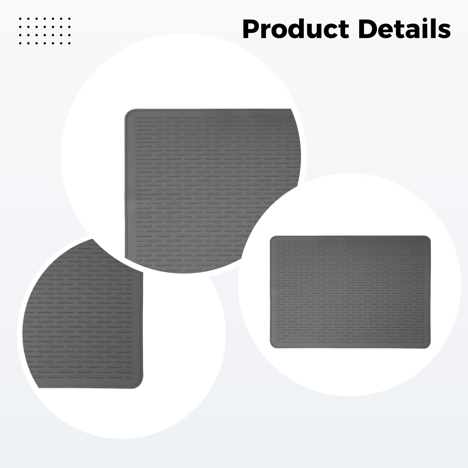 Große Silikon-Abtropfmatte für Geschirr, 28 x 19,7 in, 71 x 50 cm Küchenmatte für die Arbeitsfläche, hitzebeständig bis 446 ℉, schnell trocknende Utensilienmatte, BPA-frei, dunkelgrau