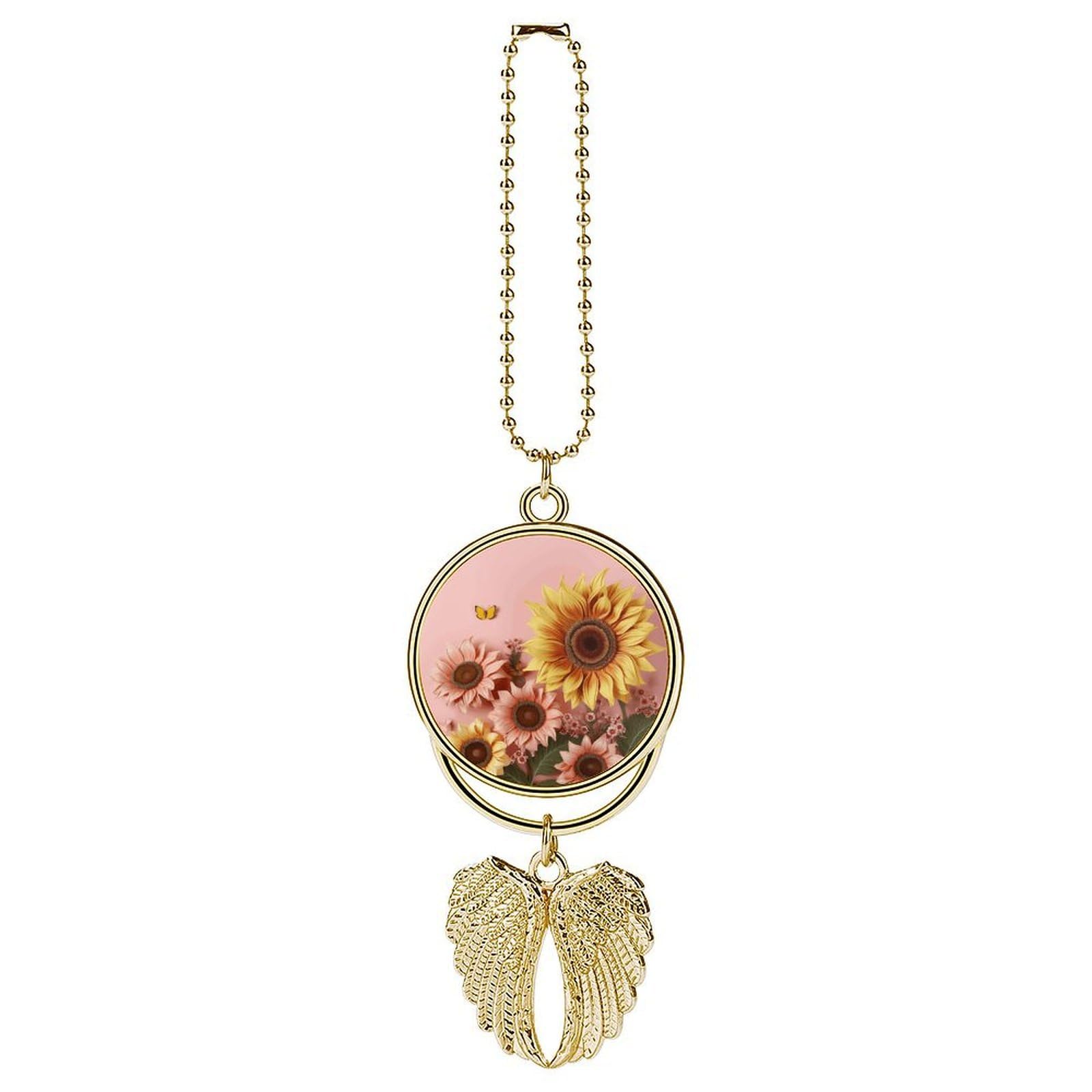 Big Sunflower Car Charm Alloy Car Rear View Mirrors Hanging Ornaments Stylish Car Pendant Funny Auto Hanging Accessories Car Hanging Ornaments Gift for Women Men