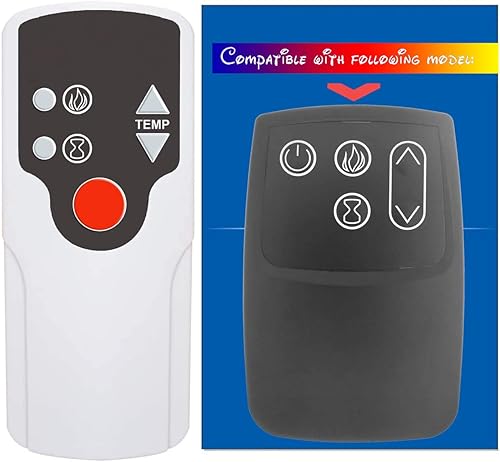 Compatible con Twin Star ClassicFlame Classic Flame Calentador eléctrico de chimenea con control remoto infrarrojo 18II332FGL 18II332FSL 18II332CGL