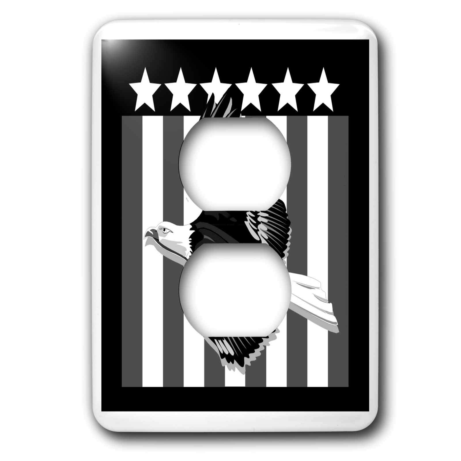 Rénovez vos murs grâce à la plaque 2 prises Patriotic Eagle en noir et blanc 3dRose