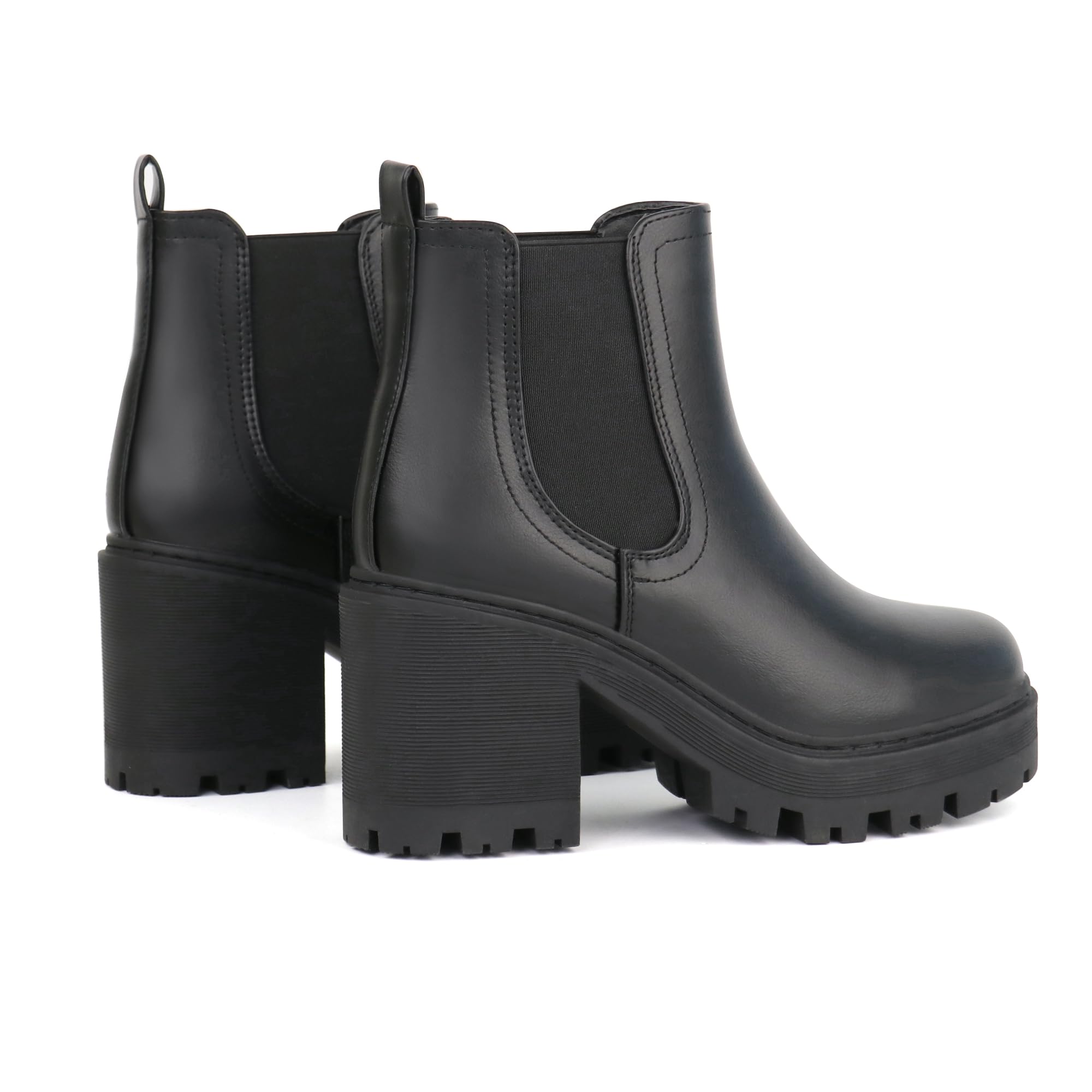 JABASIC Chelsea Boots Damen Stiefel Plateau Klassische Stiefeletten mit Absatz