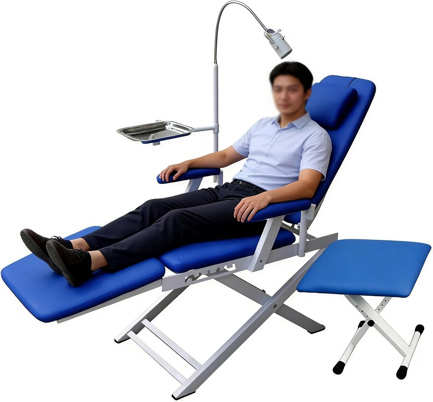 Portable Folding Dental Chair with Led Light, Adjustable Height and Backrest, for Hospitals, Beauty Parlours, 440lbs Capacity