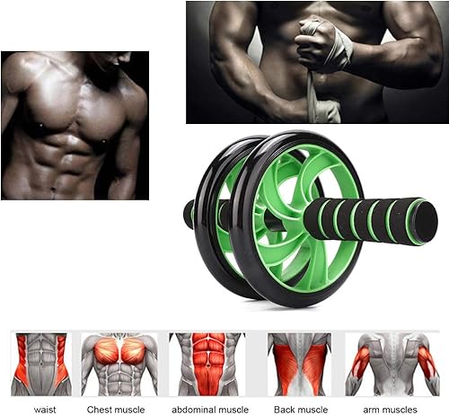 Miniatura 6 de Rueda de rodillo Ab de rebote automático, rodillo de fitness de tres ruedas de 6.3 in, equipo de entrenamiento abdominal con 2 asas, 2 rodillos, 1