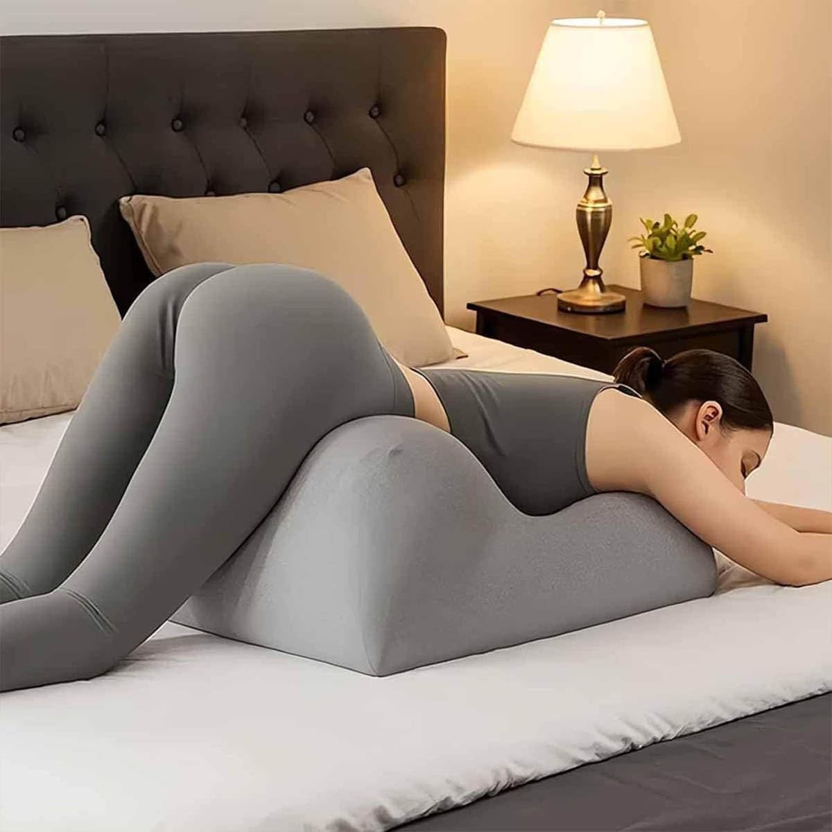 Genérico Sleeping Ergonomic 27° Angle Memory Foam Wedge Pillow,Waterproof & Portable,Multi-Functional Lounger Cushion,Lumbar Neck Support Pillow For Home Bedroom. (Gray, 59 * 46 * 42)
