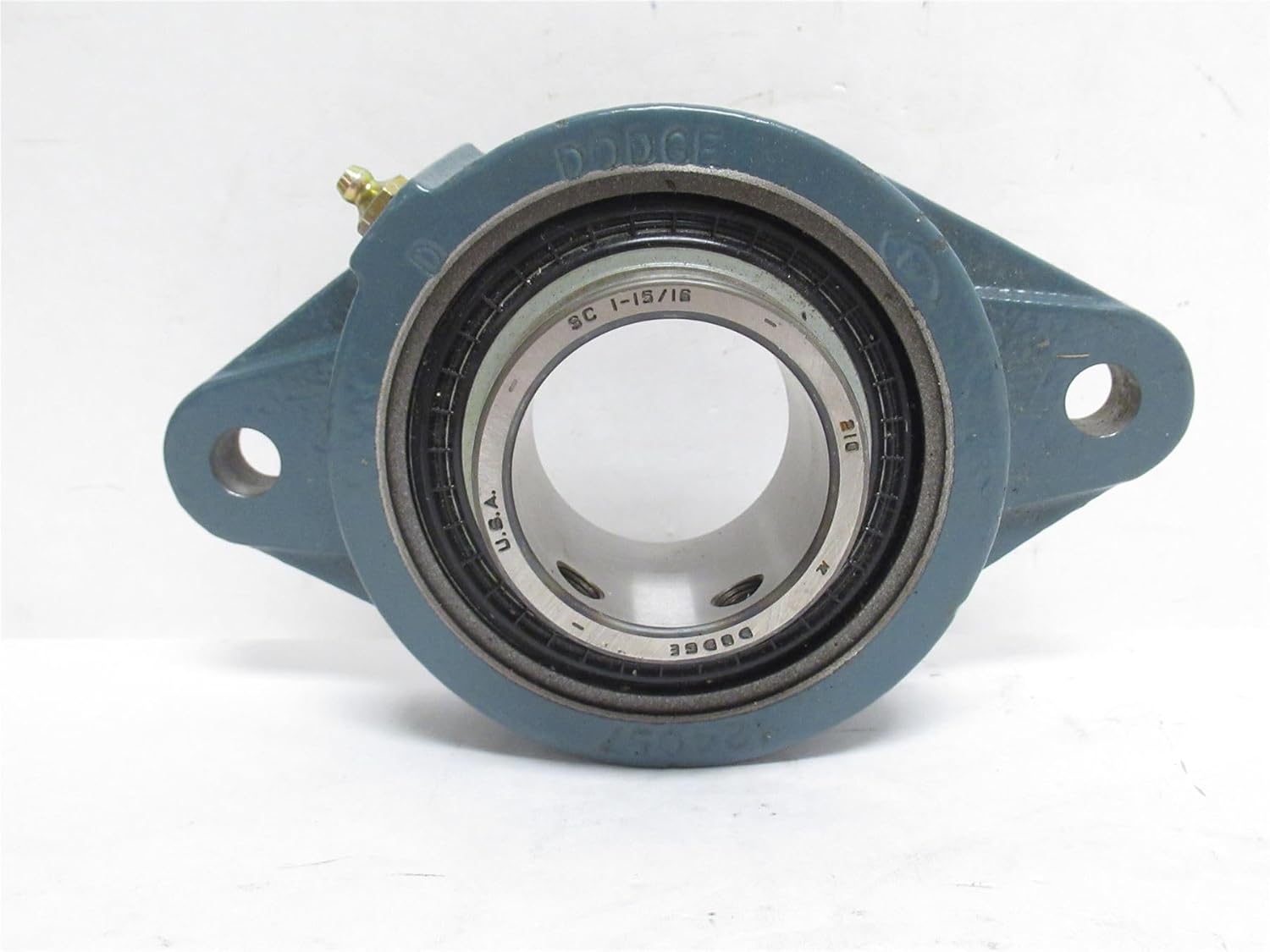 Dodge F2BSC115 Flange Unit, 2 Bolt Holes, Normal-Duty, Relubricatable, Non-Expansion, Cast Iron, Setscrew Locking Inner Ring, Inch, 1-15/16" Bore Diameter