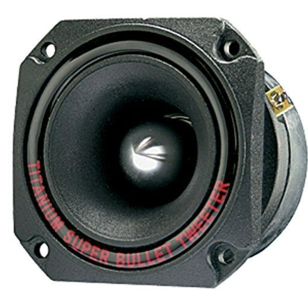 KIT Set pour Pyramid TW44 1 Super Tweeter Driver Titane Noir 8 cm x 8 cm, 150 Watt rms 300 Watt Max, pour portières de Voiture, pour spl Racing, 1 pièce + condensateur Offert